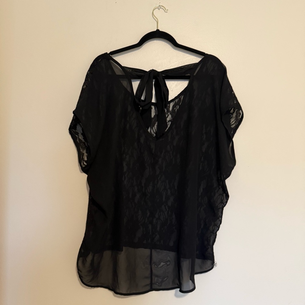Fashion to Figure | Black Sheer Lace Blouse - Picture 5 of 5